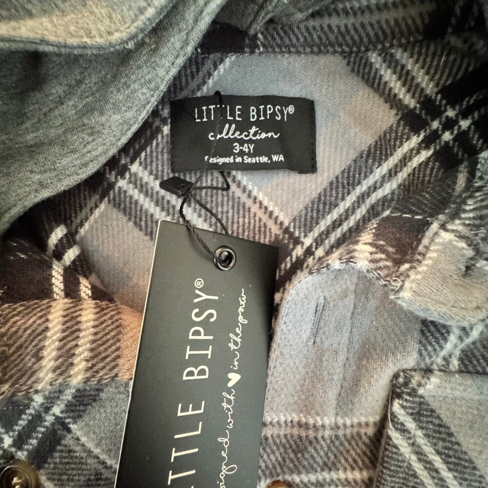 Little Bipsy Hooded Flannel - Size 3-4 - Picture 2 of 3